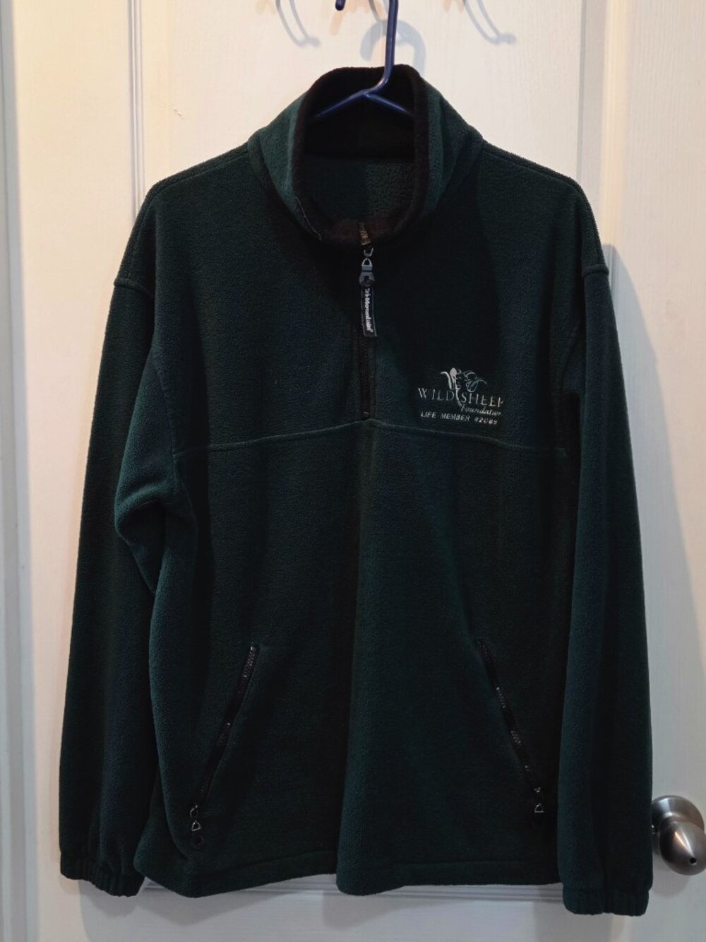 Tri-Mountain Wild Sheep Foundation Life Member Dark Green Fleece 3/4 Zip L